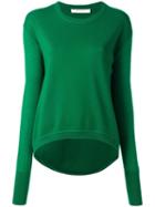 Cédric Charlier Curved Hem Jumper, Women's, Size: 42, Green, Cashmere/wool