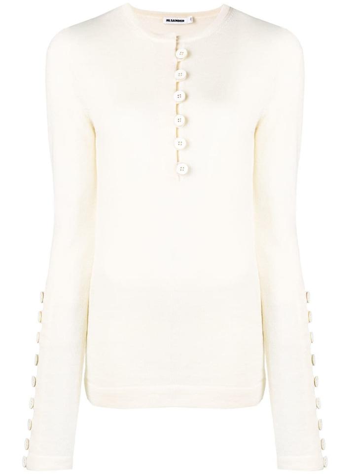 Jil Sander Button Detail Fine Knit Sweater - Neutrals