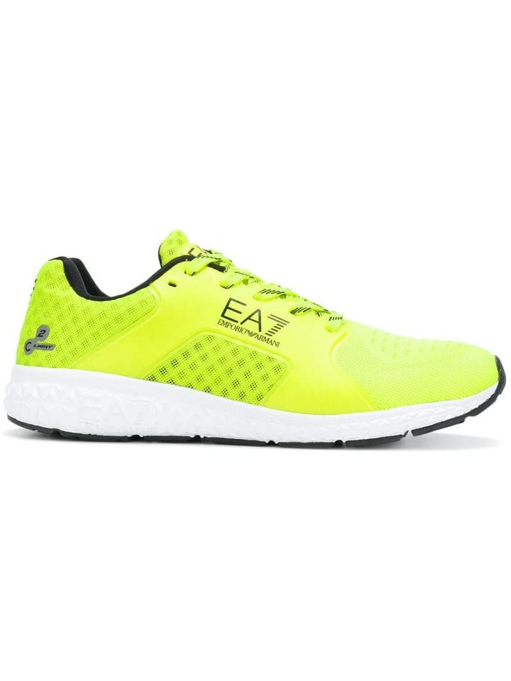 Ea7 Emporio Armani Logo Print Mesh Sneakers - Yellow