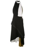 Proenza Schouler Sleeveless Layered Draped Colorblock Dress - Black