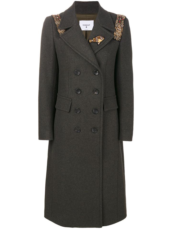 Dondup Embellished Double Breasted Coat - Green
