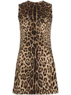 Dolce & Gabbana Leopard Print Classic Shift Mini Dress - Brown