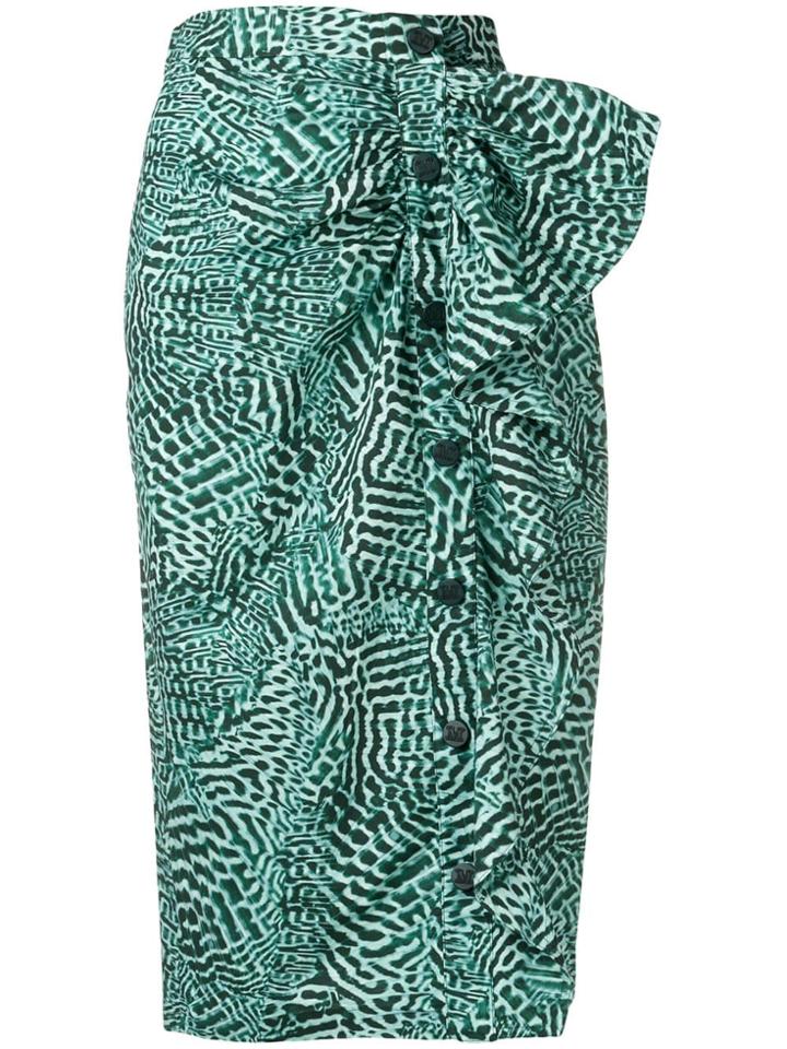 Max Mara Ruffle Detail Pencil Skirt - Green