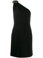 Miu Miu One Shoulder Mini Dress - Black