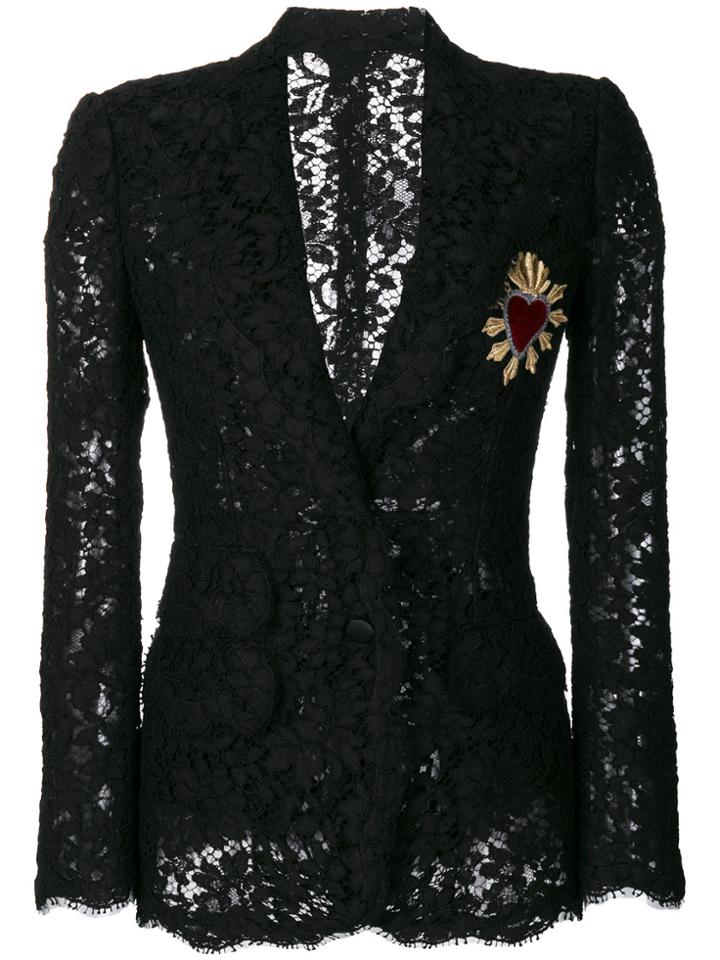 Dolce & Gabbana Sacred Heart Lace Blazer - Black