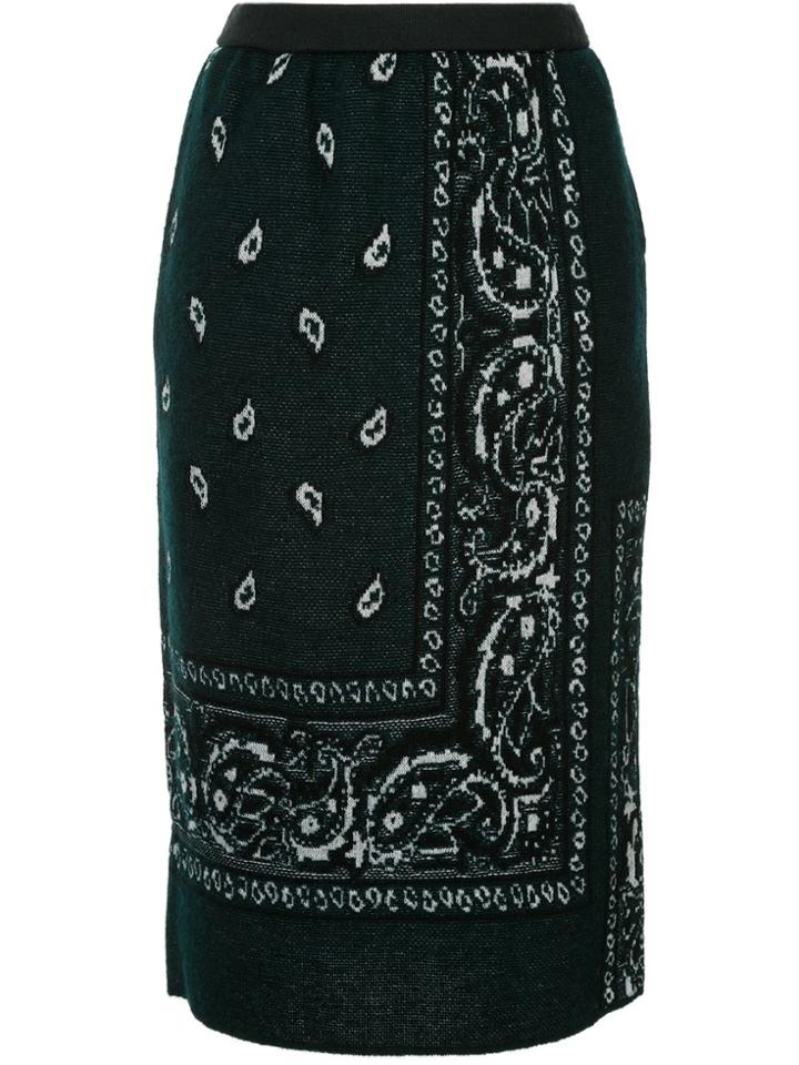 Coohem Bandana Jacquard Knitted Skirt - Green
