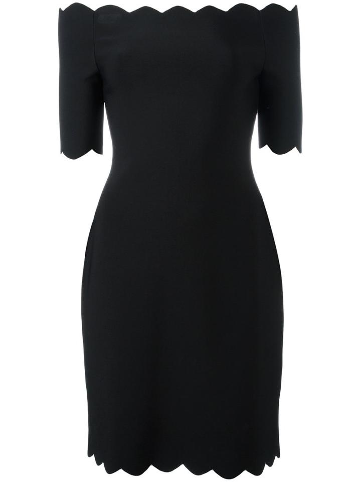 Fendi - Scallop Off-shoulder Dress - Women - Polyamide/polyester/spandex/elastane/viscose - 40, Black, Polyamide/polyester/spandex/elastane/viscose