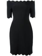 Fendi - Scallop Off-shoulder Dress - Women - Polyamide/polyester/spandex/elastane/viscose - 40, Black, Polyamide/polyester/spandex/elastane/viscose