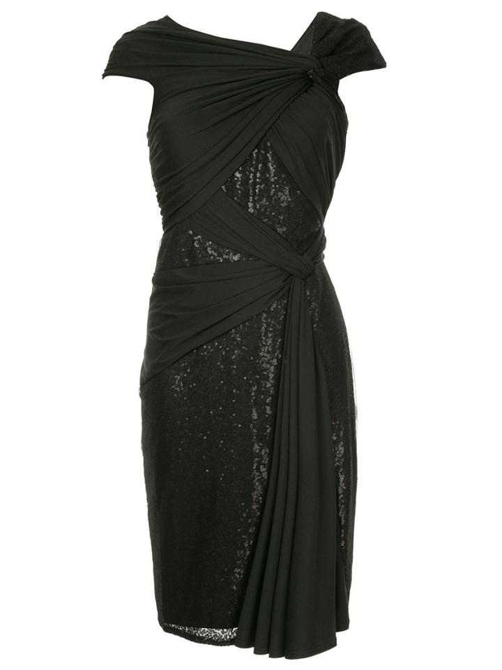 Tadashi Shoji Draped Detail Midi Dress - Black