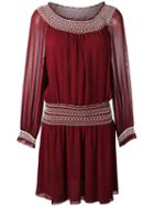 Tory Burch Smock Detail Dress, Women's, Size: 8, Red, Silk/polyester