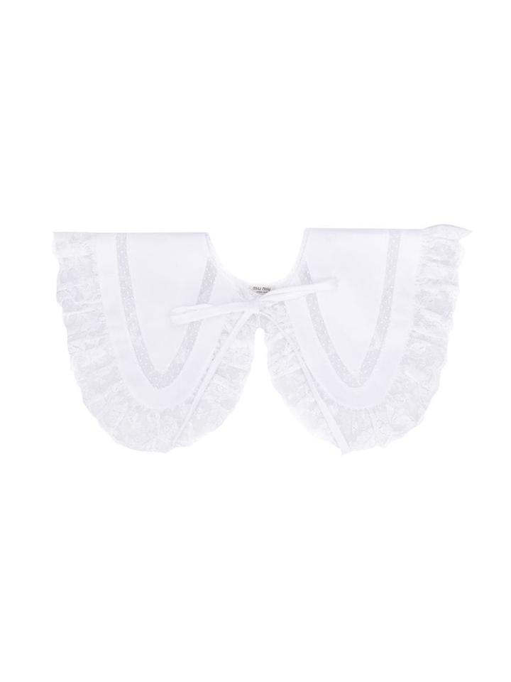 Miu Miu Tied Lace-embroidered Collar - White