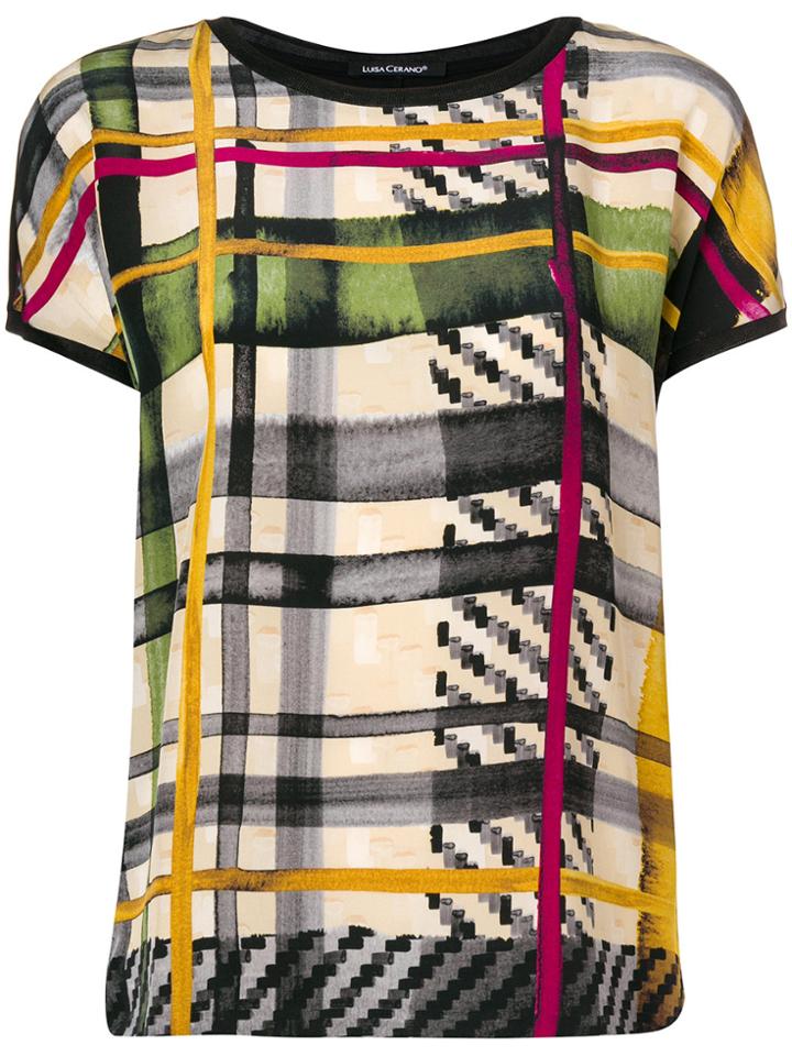 Luisa Cerano Check Print Top - Black