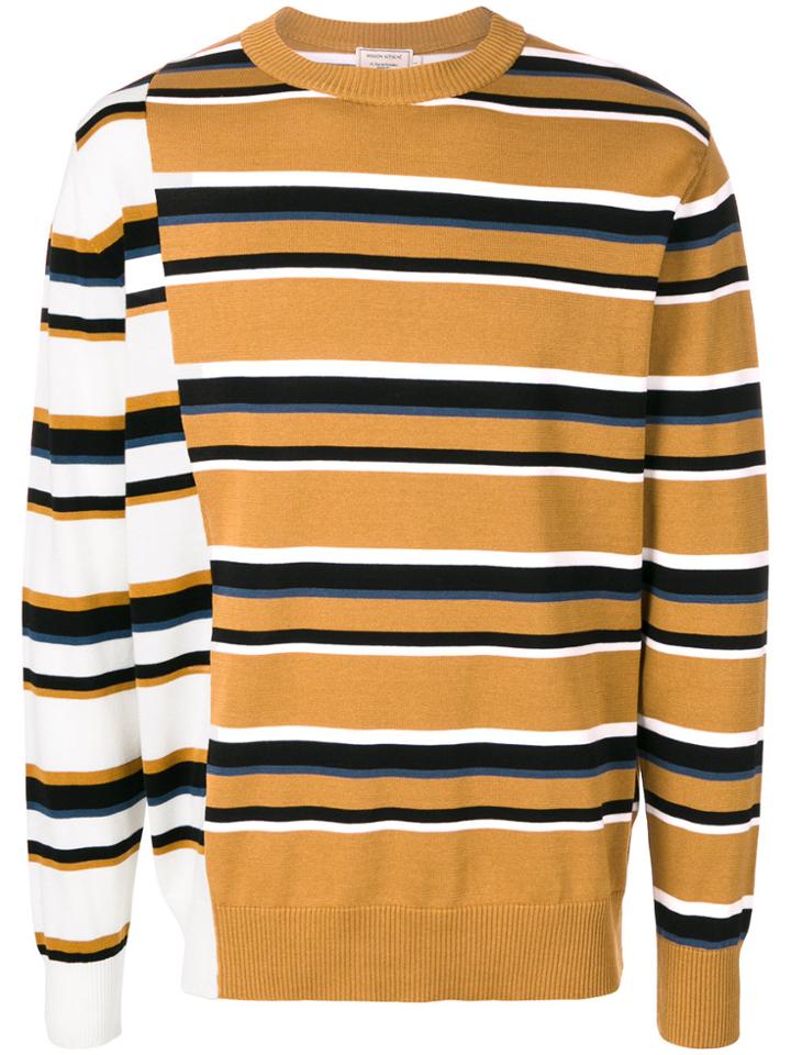 Maison Kitsuné Colour-block Striped Sweater - Yellow & Orange