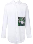 Yuiki Shimoji Floral Print Patch Long-line Shirt - White
