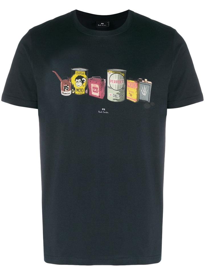 Ps Paul Smith Oil Cans Print T-shirt - Black