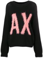Armani Exchange Sueter Negro Letras Salmon - Black