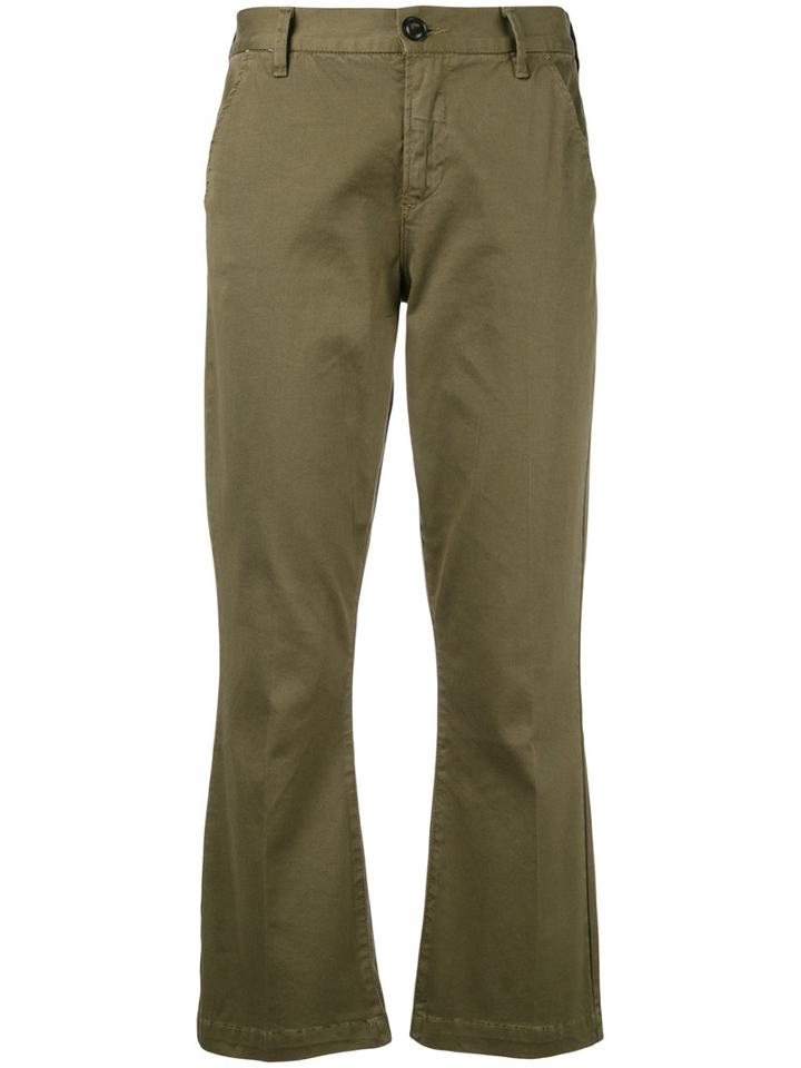 Frame Denim - Flared Cropped Trousers - Women - Cotton/spandex/elastane - 29, Green, Cotton/spandex/elastane