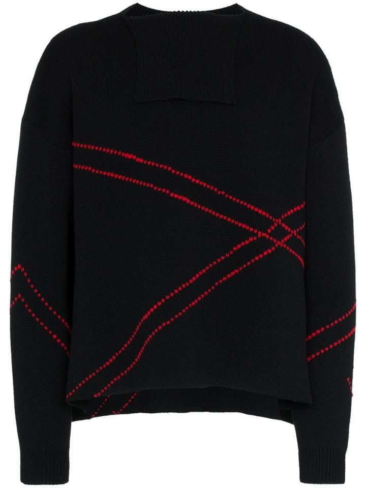 Raf Simons Contrast Stitch Jumper - Black