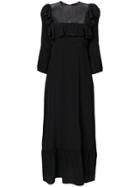 Rochas Ruffle Trim Long Dress - Black