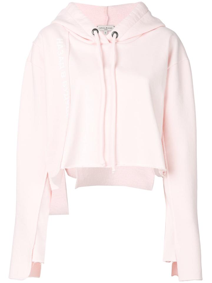Natasha Zinko Raw Hem Cropped Hoodie - Pink & Purple