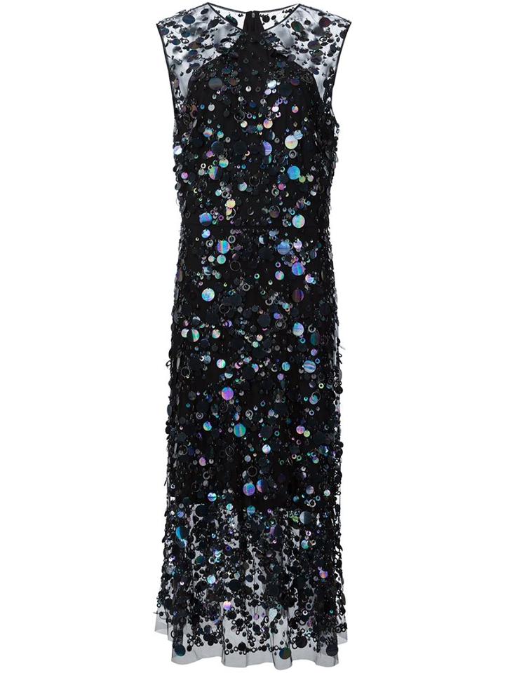 Christian Siriano Sequinned Dress, Women's, Size: 6, Black, Silk