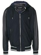 Dolce & Gabbana Leather Sleeve Hooded Jacket - Black