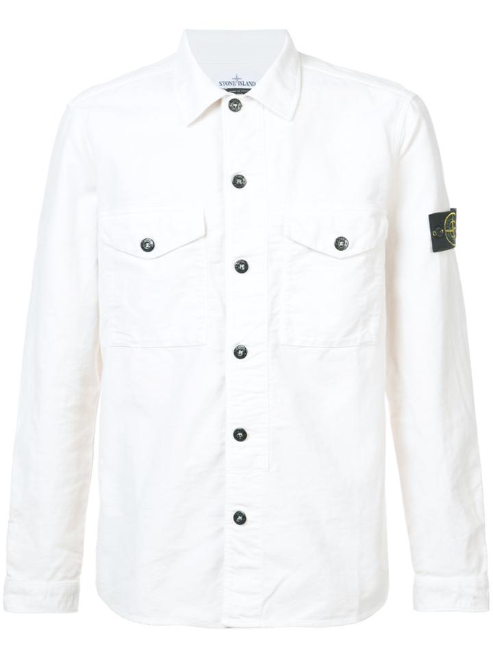 Stone Island Fitted Button-down Shirt - White