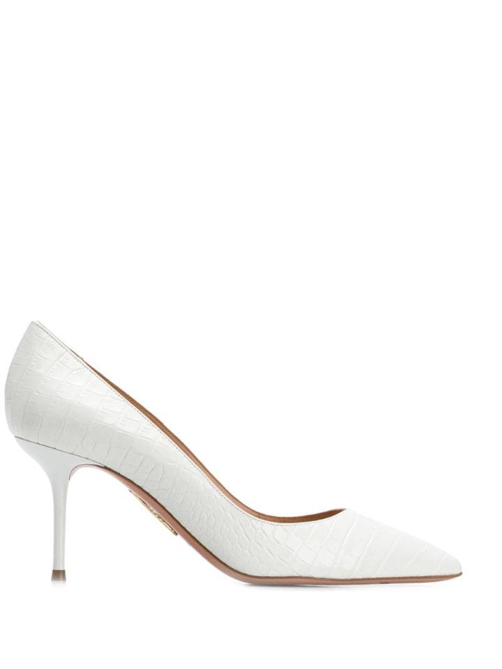 Aquazzura Crocodile Effect Pumps - White