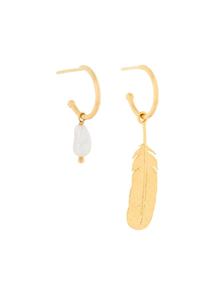 Wouters & Hendrix My Favourite Feather And Freshwater Pearl Hoop Mixed