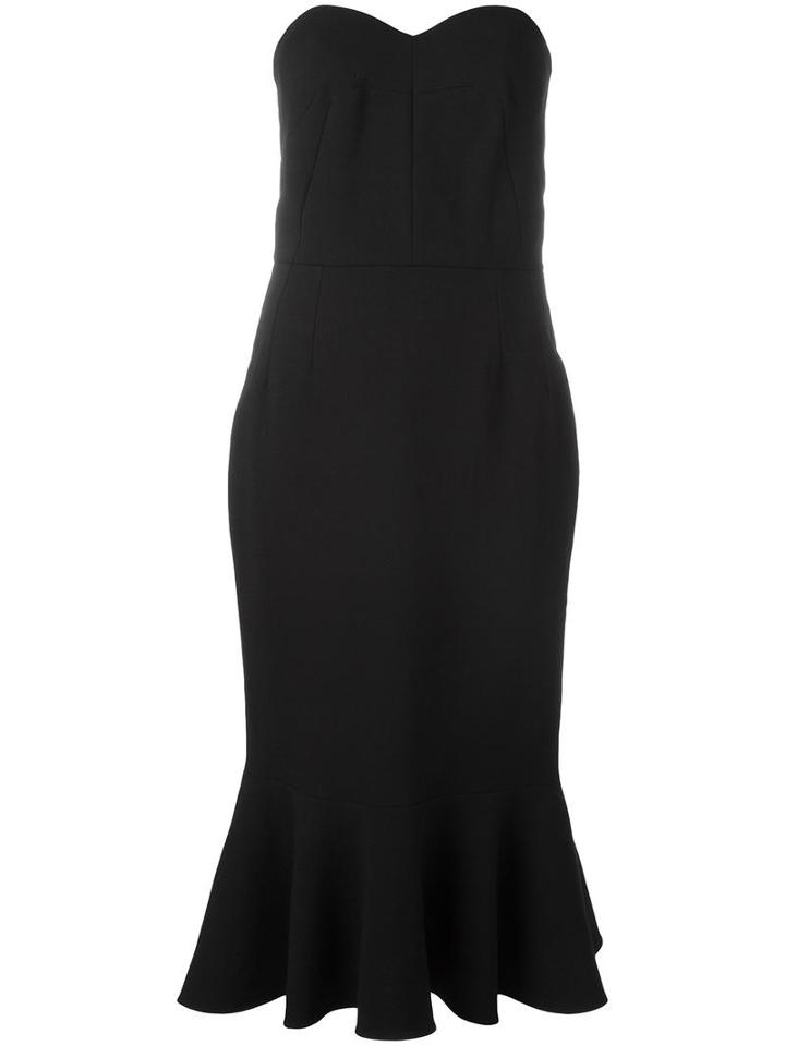 Dolce & Gabbana Strapless Peplum Dress, Women's, Size: 38, Black, Virgin Wool/spandex/elastane/silk