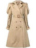 Alexander Mcqueen Puffy Sleeves Trench Coat - Neutrals