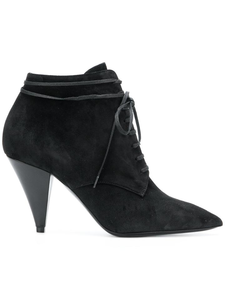 Saint Laurent Lace-up Ankle Boots - Black