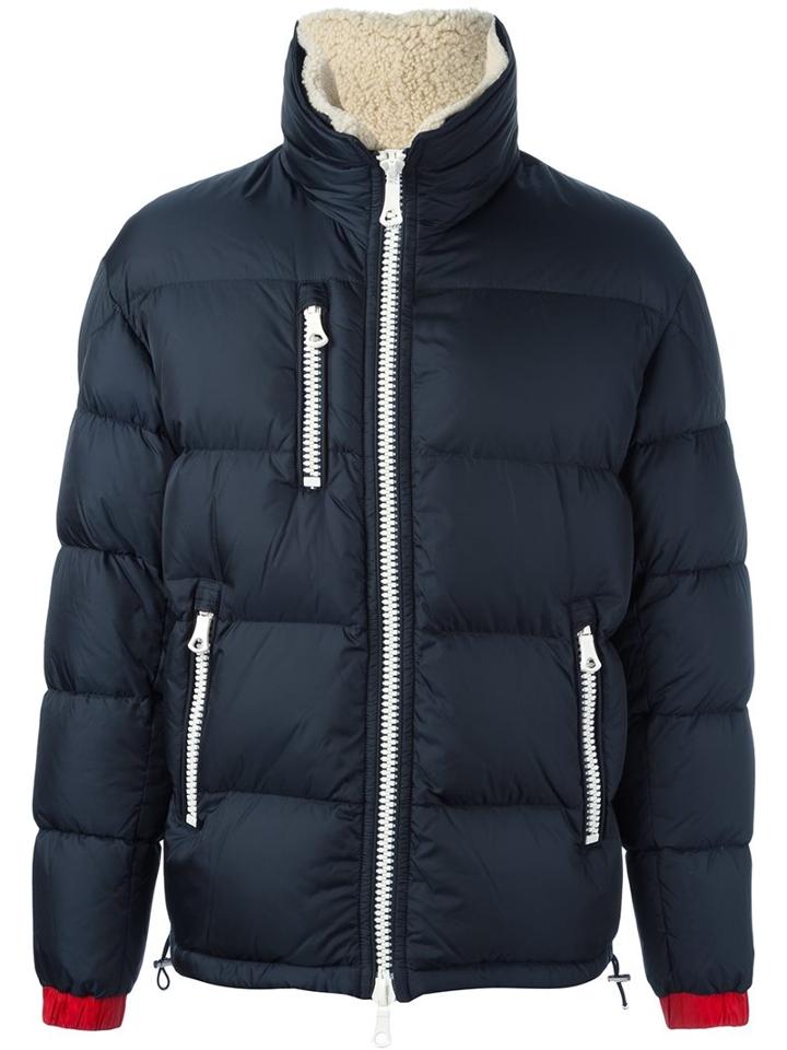 Moncler Padded Casual Jacket, Men's, Size: 1, Blue, Sheep Skin/shearling/polyamide/feather Down