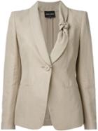 Giorgio Armani Knot-collar Blazer, Women's, Size: 46, Nude/neutrals, Cotton/linen/flax