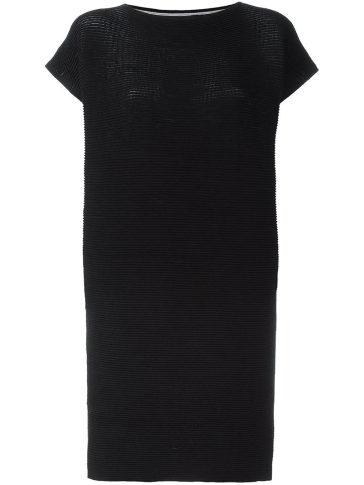 Issey Miyake Boxy Ribbed-knit Dress, Women's, Size: 2, Black, Cotton/nylon