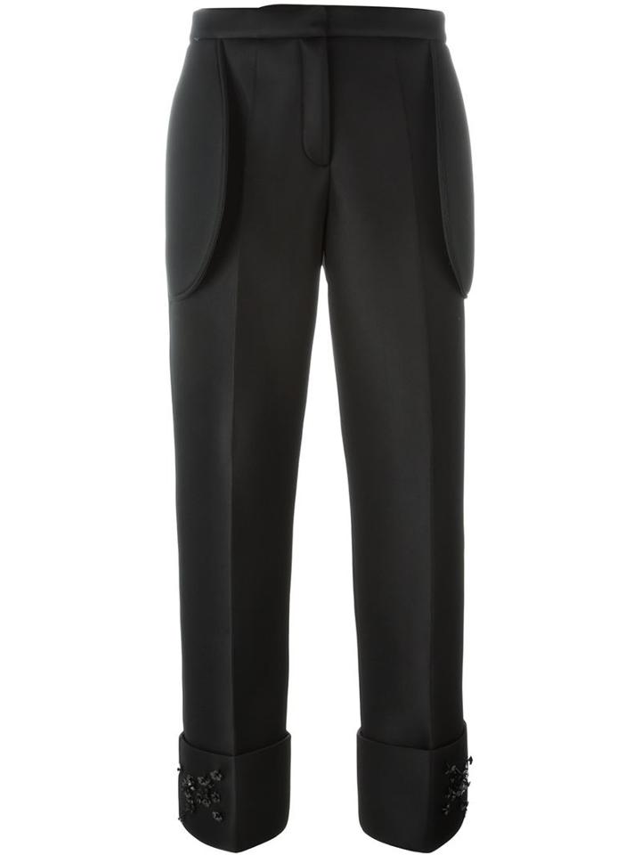 Simone Rocha Embellished Straight Leg Trousers, Women's, Size: 12, Black, Polyurethane/acetate