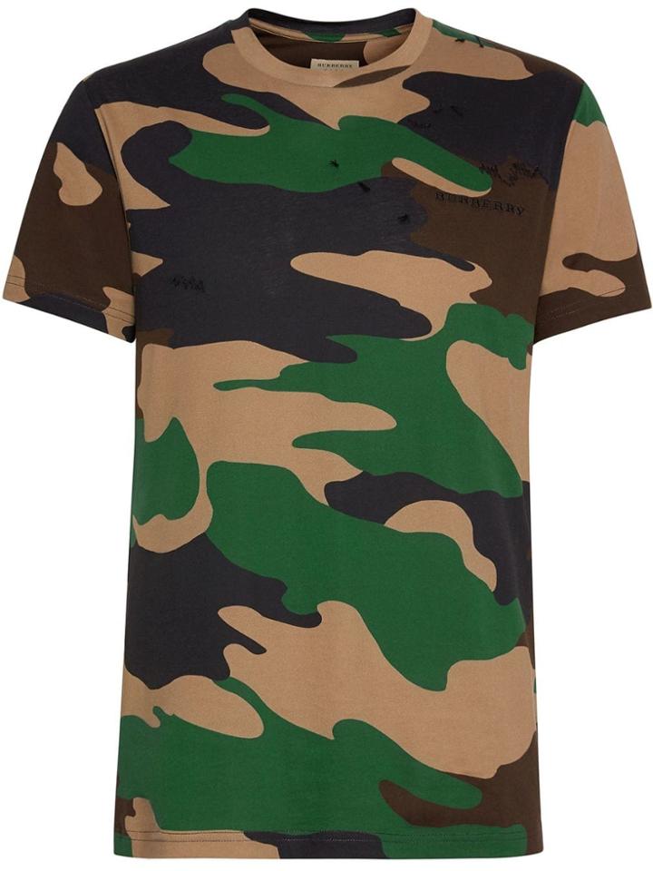 Burberry Camouflage Print Cotton T-shirt - Green