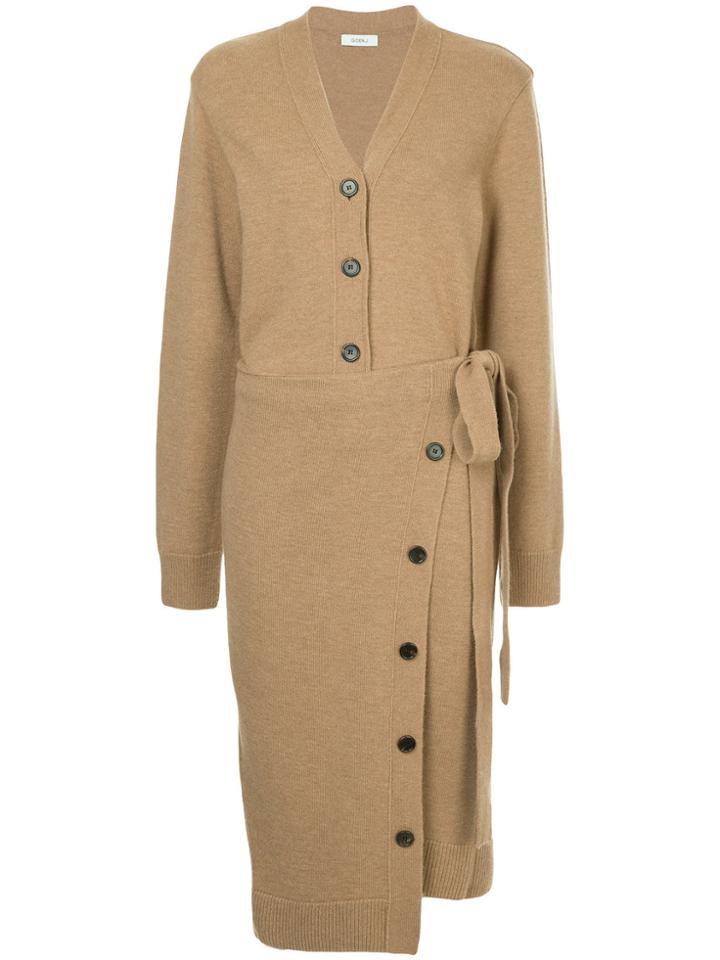 Goen.j Long Wrap Cardi-coat - Brown