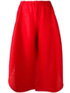 Pleats Please By Issey Miyake Wide-legged Cropped Trousers, Women's, Size: I, Red, Polyester