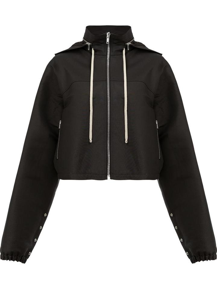 Rick Owens Detachable Hood Zipped Jacket, Women's, Size: 44, Black, Cotton/polyester/viscose