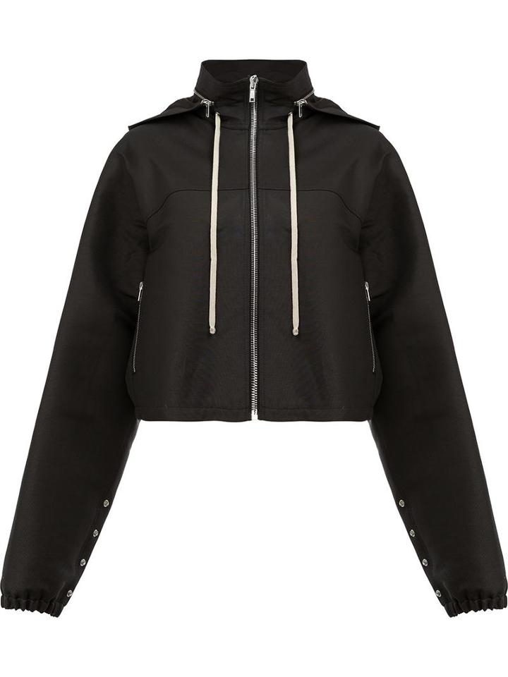 Rick Owens Detachable Hood Zipped Jacket, Women's, Size: 44, Black, Cotton/polyester/viscose