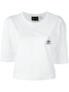 Adidas 'hu Race' Cropped T-shirt, Women's, Size: 44, White, Cotton