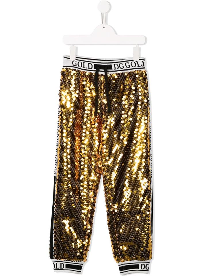 Dolce & Gabbana Kids Sequin Joggers - Gold