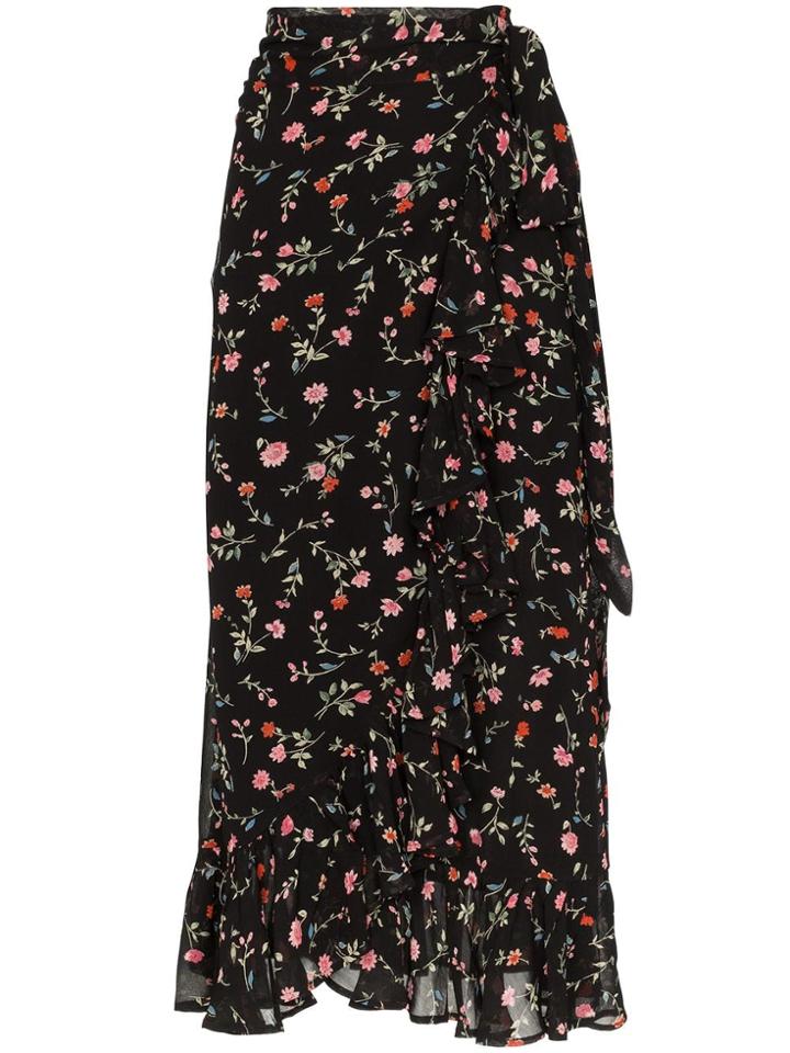 Ganni Elm Georgette Wrapover Skirt - Black