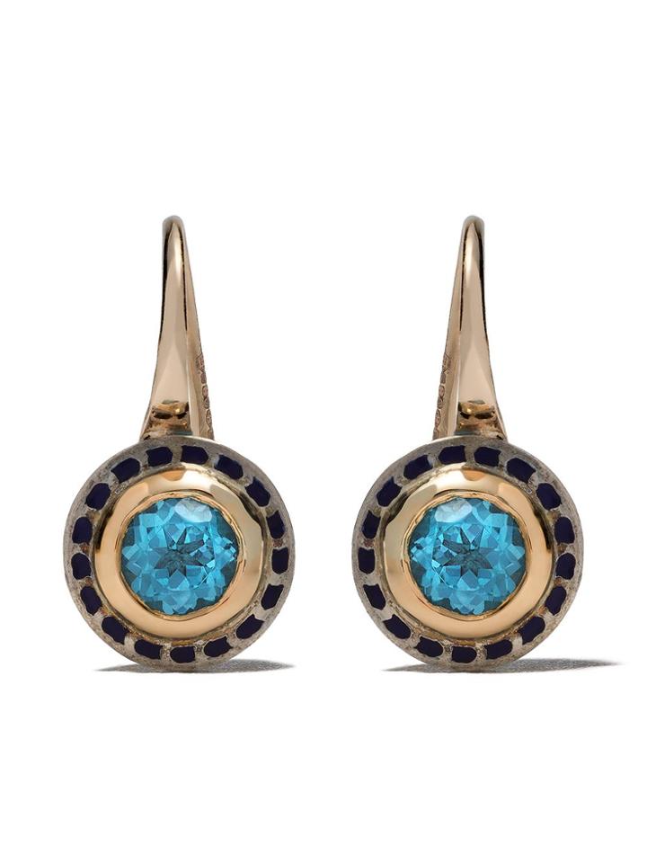 Alice Cicolini 14kt And 22kt Gold And Silver Tile Mini Hook Earrings -