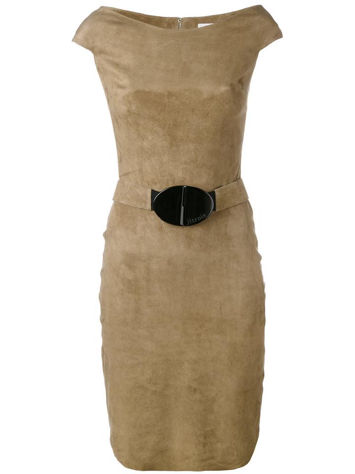 Jitrois - Belted Dress - Women - Cotton/lamb Skin/spandex/elastane - 38, Nude/neutrals, Cotton/lamb Skin/spandex/elastane