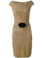 Jitrois - Belted Dress - Women - Cotton/lamb Skin/spandex/elastane - 38, Nude/neutrals, Cotton/lamb Skin/spandex/elastane