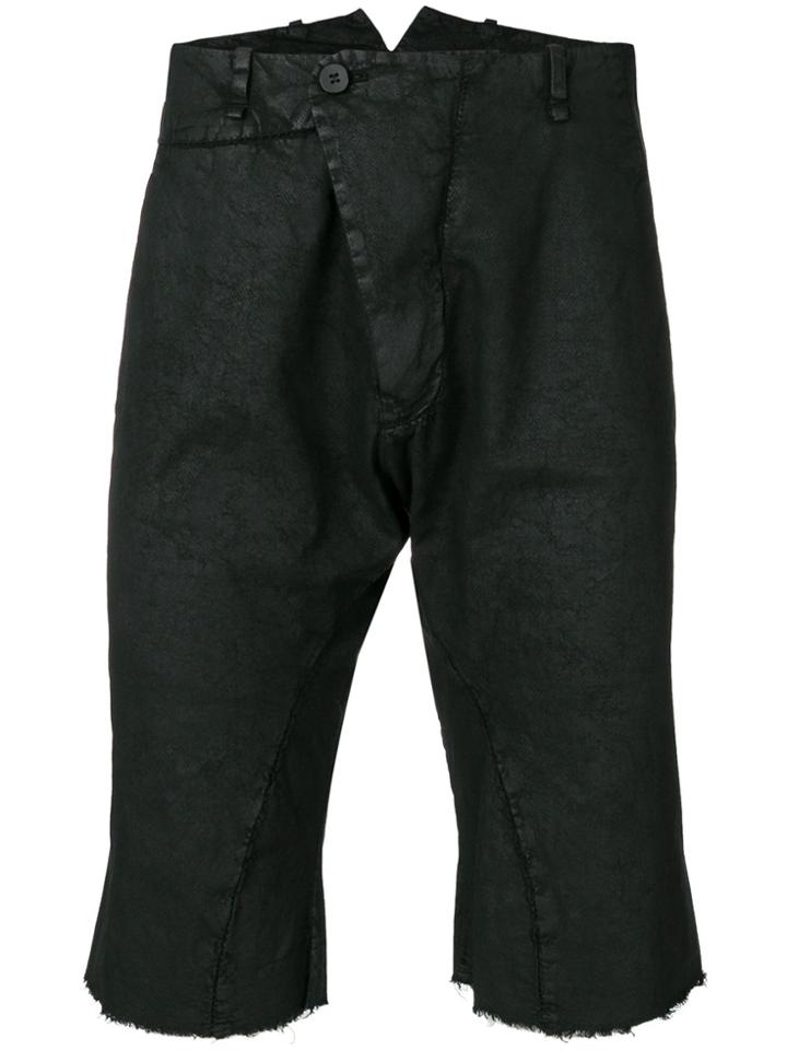 Masnada Distressed Asymmetric Shorts - Black