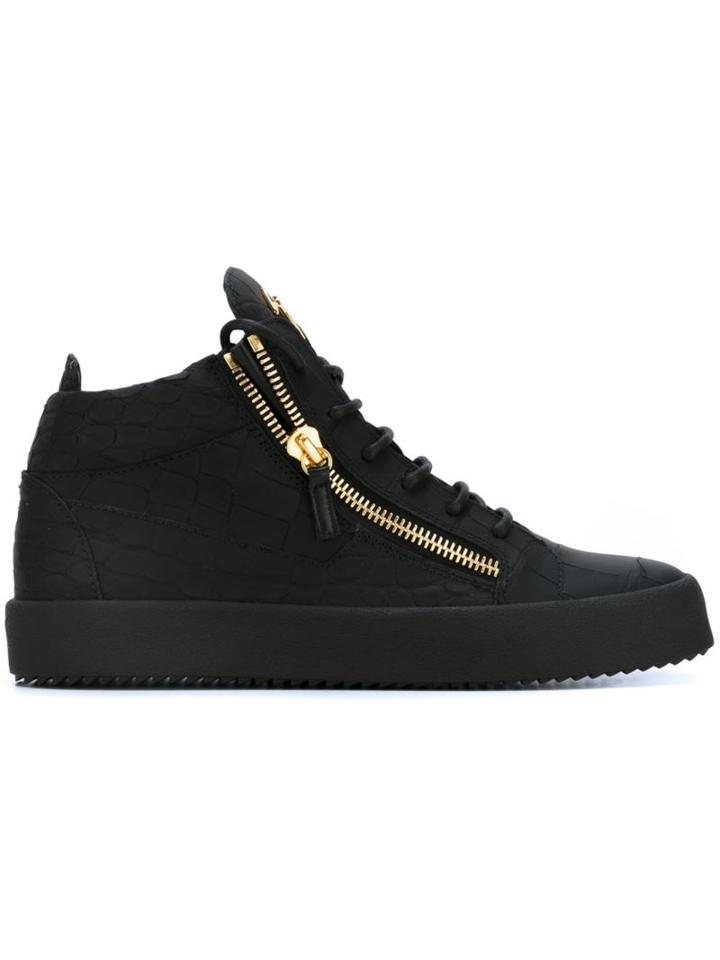 Giuseppe Zanotti Design Kriss Mid-top Sneakers, Men's, Size: 44, Black, Leather/rubber