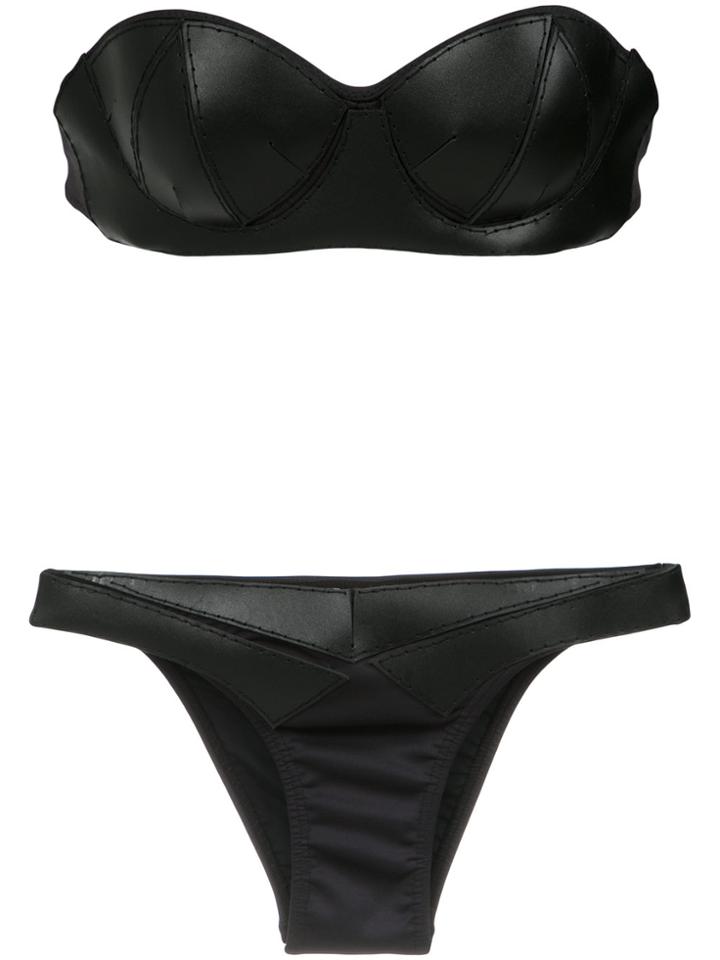 Amir Slama Panelled Bandeau Bikini Set - Black